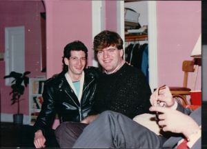 Jeffrey Rindler and Joe Naughton at the 3rd Anniversary 'Yentl' Party. Jeffrey kept his leather on because I was hot in my sweater and had opened all the windows.